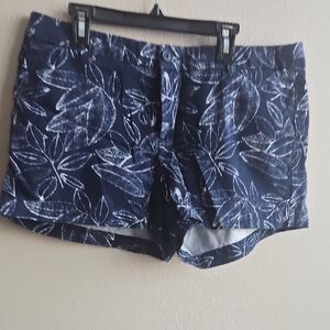 Merona Navy and White Leaf-Print Women’s Shorts